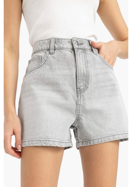 Mom Fit Yüksek Bel Kısa Paça Jean Şort E0528AX25SM