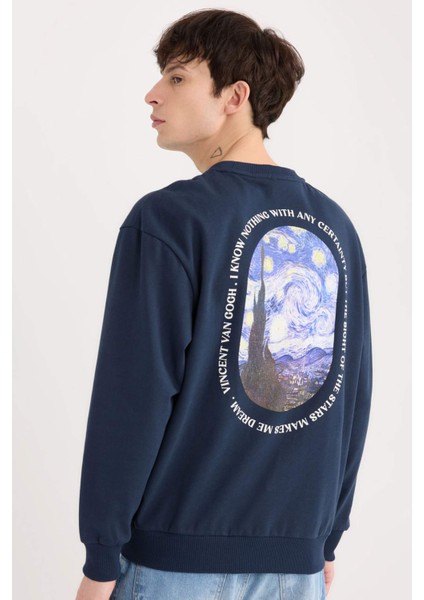 Van Gogh Boxy Fit Bisiklet Yaka Sırt Baskılı Sweatshirt E3203AX24WN