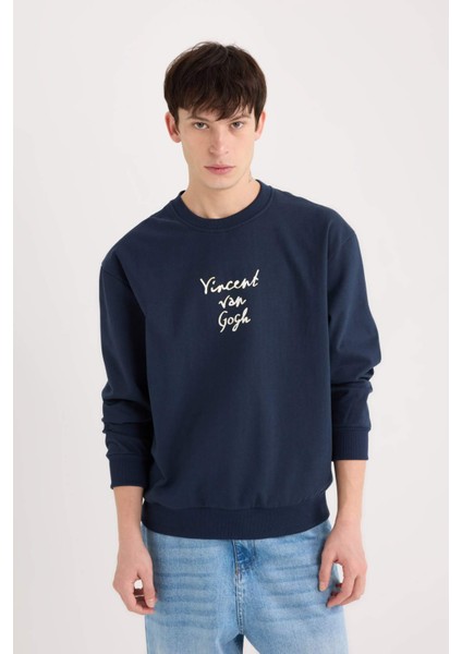 Van Gogh Boxy Fit Bisiklet Yaka Sırt Baskılı Sweatshirt E3203AX24WN