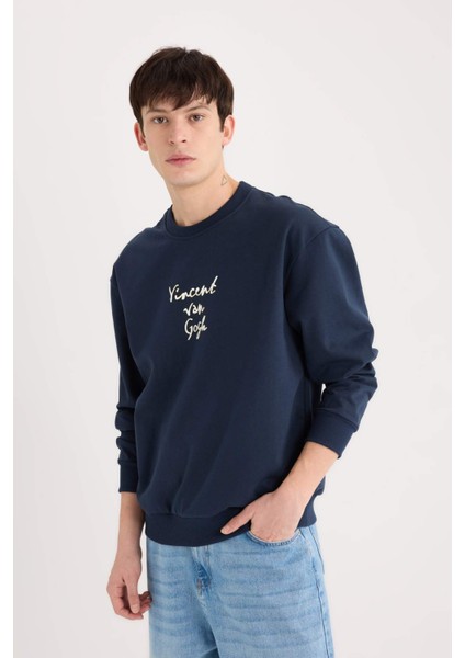 Van Gogh Boxy Fit Bisiklet Yaka Sırt Baskılı Sweatshirt E3203AX24WN