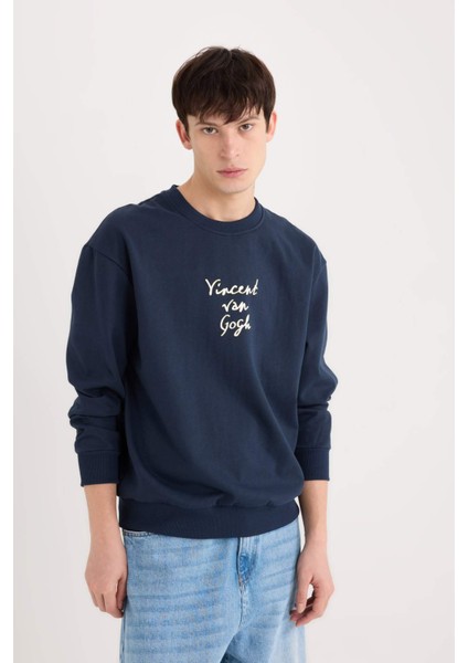 Van Gogh Boxy Fit Bisiklet Yaka Sırt Baskılı Sweatshirt E3203AX24WN