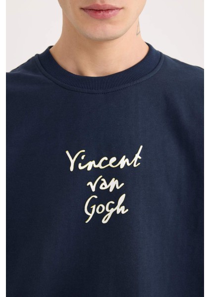 Van Gogh Boxy Fit Bisiklet Yaka Sırt Baskılı Sweatshirt E3203AX24WN