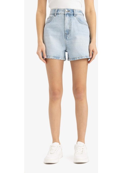 Mom Fit Yüksek Bel Kısa Paça Jean Şort E0524AX25SM