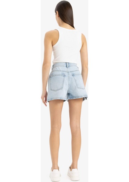 Mom Fit Yüksek Bel Kısa Paça Jean Şort E0524AX25SM