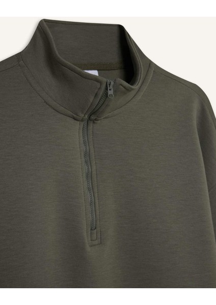 Fit Oversize Geniş Kalıp Dik Yaka Sporcu Sweatshirt D3796AX24WN