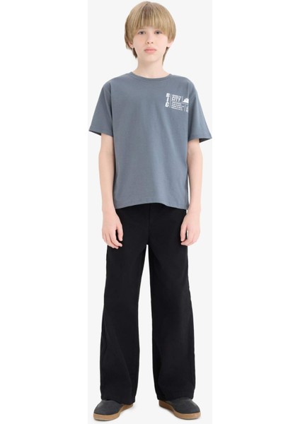 Erkek Çocuk Bisiklet Yaka Baskılı Kısa Kollu Tişört