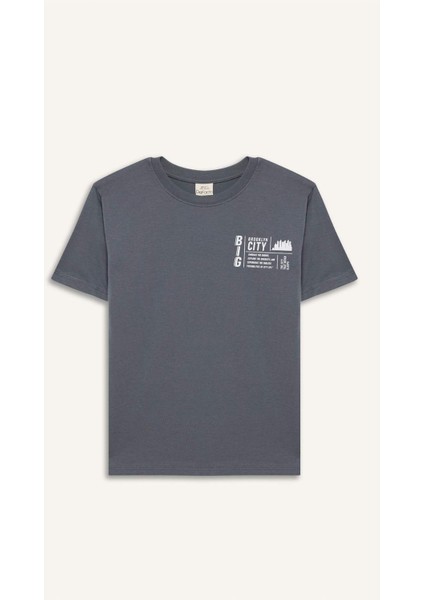 Erkek Çocuk Bisiklet Yaka Baskılı Kısa Kollu Tişört