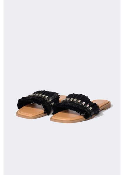 Kadın Taşlı Tek Bantlı Düz Taban Terlik E2497AX25SM