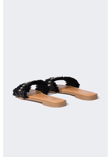 Kadın Taşlı Tek Bantlı Düz Taban Terlik E2497AX25SM