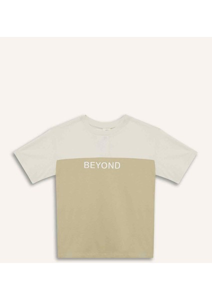 Erkek Çocuk Bisiklet Yaka Baskılı Kısa Kollu Tişört D9295A825SM