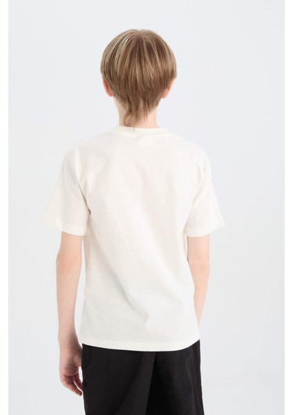 Erkek Çocuk Bisiklet Yaka Baskılı Kısa Kollu Tişört D9277A825SM