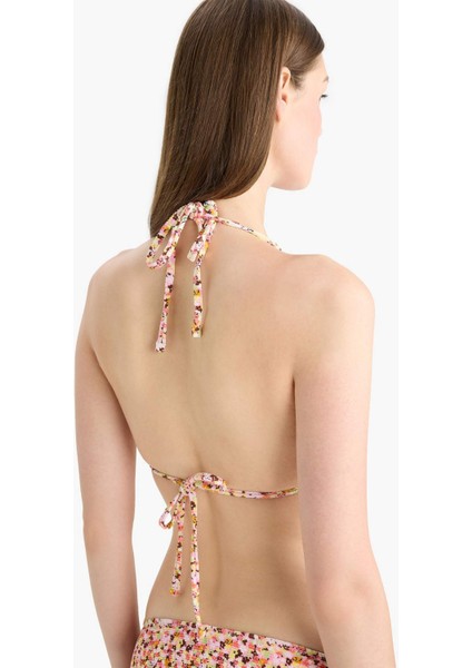 Regular Fit Çiçekli Bürümcük Üçgen Bikini Üstü-Fall in Love E2576AX25SM