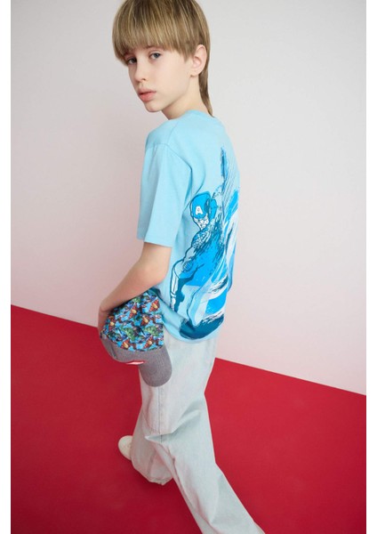 Erkek Çocuk Marvel Avengers Bisiklet Yaka Kısa Kollu Tişört E3097A825SM