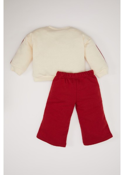 Kız Bebek 2'li Takım Baskılı Sweatshirt Beli Lastikli Eşofman Altı E2214A524WN