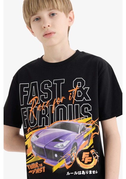 Erkek Çocuk Fast & Furious Bisiklet Yaka Kısa Kollu Tişört E3121A825SM