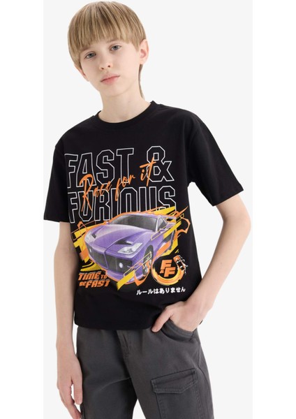 Erkek Çocuk Fast & Furious Bisiklet Yaka Kısa Kollu Tişört E3121A825SM