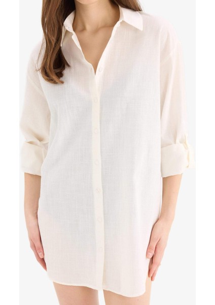 Regular Fit Pamuklu Plaj Gömleği-Fall in Love W8241AZ25SM