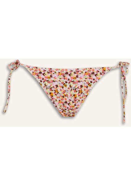 Regular Fit Çiçekli Bürümcük Bağcıklı Bikini Altı-Fall in Love E2577AX25SM