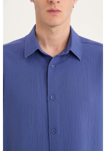 Regular Fit Krinkıl Yazlık Kısa Kollu Gömlek