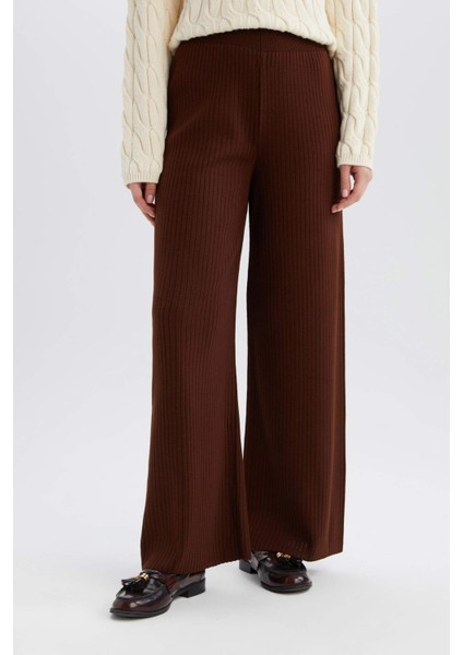 Relax Fit Triko Pantolon Geniş Bol Paça Basic Düz Beli Lastikli E2940AX24WN