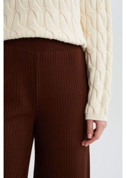 Relax Fit Triko Pantolon Geniş Bol Paça Basic Düz Beli Lastikli E2940AX24WN