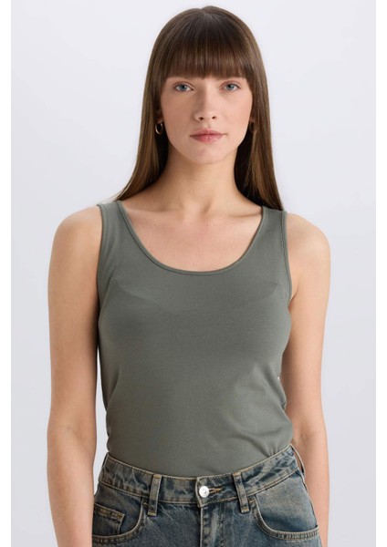 Slim Fit Dar Kesim U Yaka Basic Düz Atlet I1059AZ25SM