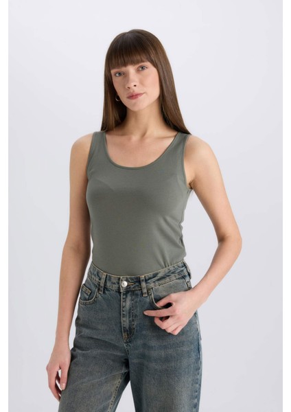 Slim Fit Dar Kesim U Yaka Basic Düz Atlet I1059AZ25SM