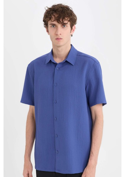 Regular Fit Krinkıl Yazlık Kısa Kollu Gömlek E1223AX25SM