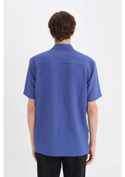 Regular Fit Krinkıl Yazlık Kısa Kollu Gömlek E1223AX25SM