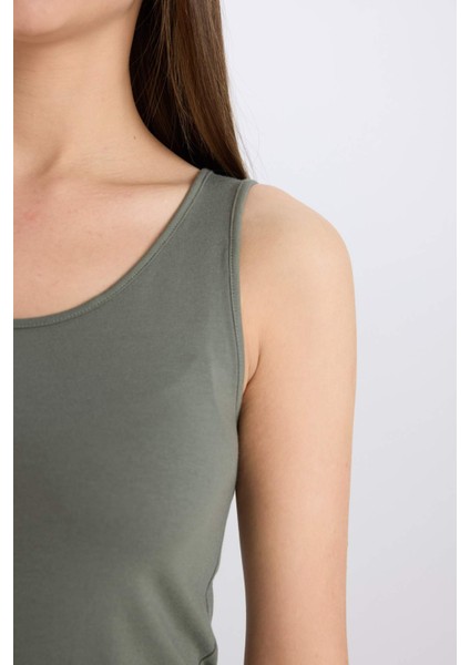 Slim Fit Dar Kesim U Yaka Basic Düz Atlet I1059AZ25SM