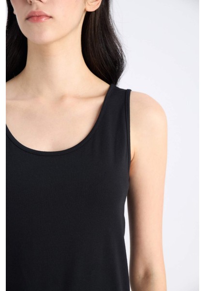 Slim Fit Dar Kesim Basic Düz Bisiklet Yaka Siyah Atlet I1059AZ25SM
