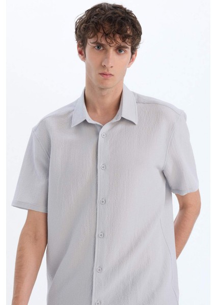 Regular Fit Polo Yaka Krinkıl Yazlık Kısa Kollu Gömlek E1223AX25SM