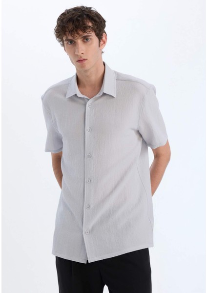 Regular Fit Polo Yaka Krinkıl Yazlık Kısa Kollu Gömlek E1223AX25SM