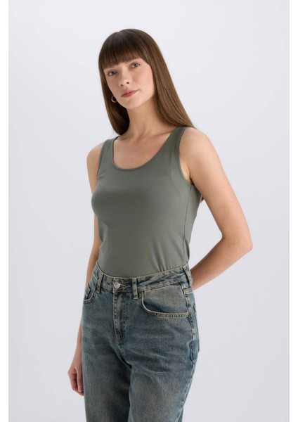 Slim Fit Dar Kesim U Yaka Basic Düz Atlet I1059AZ25SM