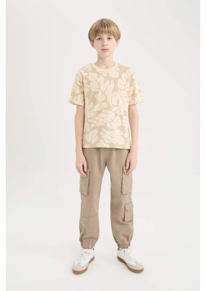 Erkek Çocuk Bisiklet Yaka Desenli Kısa Kollu Tişört