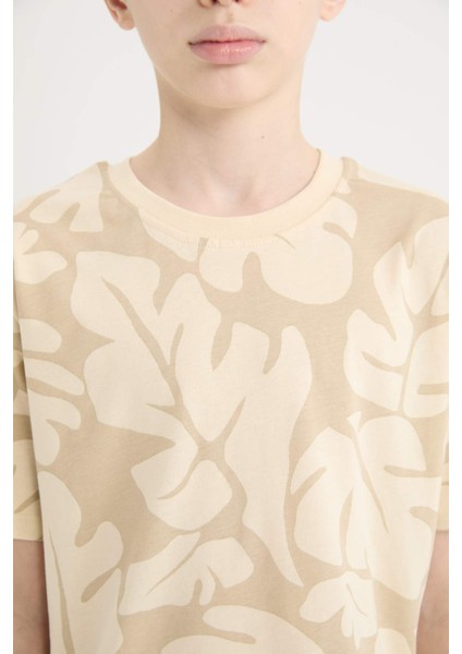 Erkek Çocuk Bisiklet Yaka Desenli Kısa Kollu Tişört