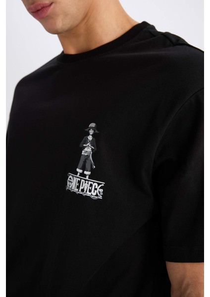 %100 Pamuk One Piece Boxy Fit Bisiklet Yaka Sırt Baskılı Kısa Kollu Tişört D5459AX25SP