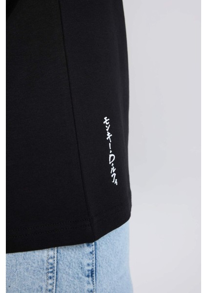 %100 Pamuk One Piece Boxy Fit Bisiklet Yaka Sırt Baskılı Kısa Kollu Tişört D5459AX25SP