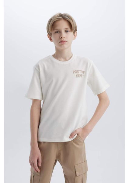 Erkek Çocuk Bisiklet Yaka Baskılı Pike Kısa Kollu Tişört