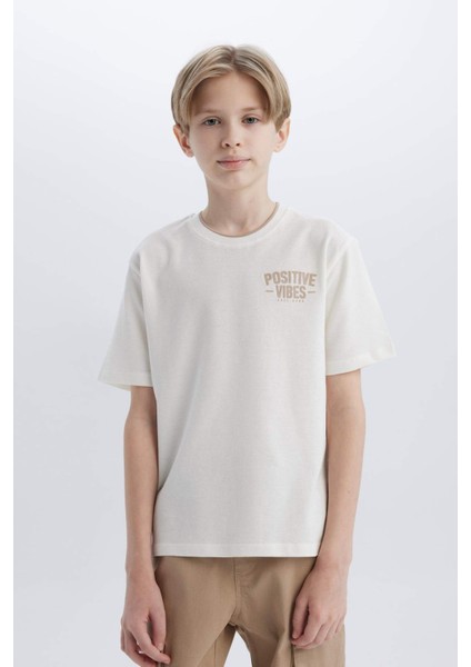 Erkek Çocuk Bisiklet Yaka Baskılı Pike Kısa Kollu Tişört