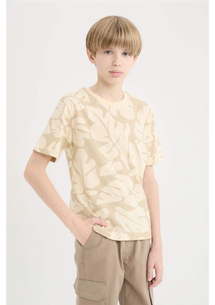 Erkek Çocuk Bisiklet Yaka Desenli Kısa Kollu Tişört