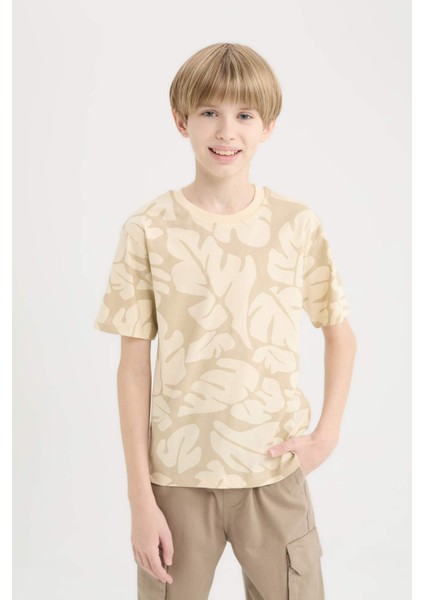 Erkek Çocuk Bisiklet Yaka Desenli Kısa Kollu Tişört