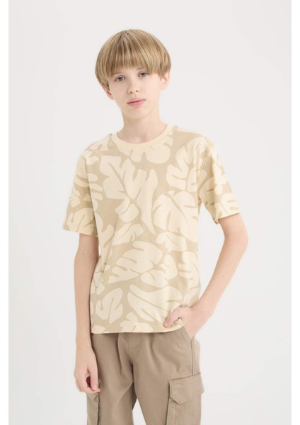 Erkek Çocuk Bisiklet Yaka Desenli Kısa Kollu Tişört