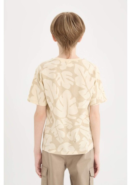 Erkek Çocuk Bisiklet Yaka Desenli Kısa Kollu Tişört