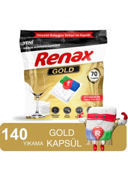 Gold Bulaşık Makinesi Kapsülü Hepsi Bir Arada 140 Lı Tablet