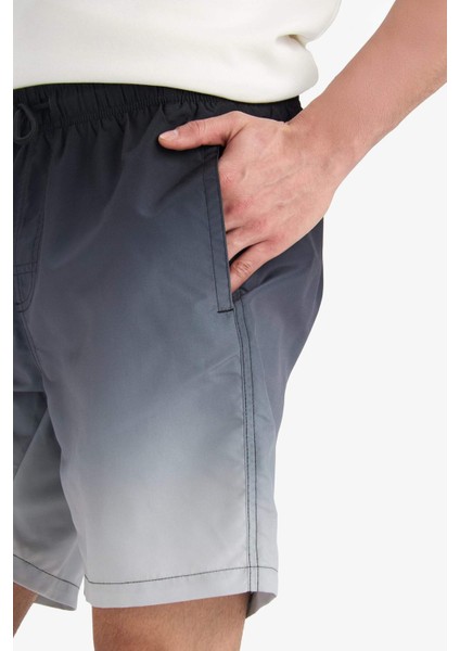 Regular Fit Degrade Baskılı File Astarlı Diz Üstü Deniz Şortu Z6873AZ25HS