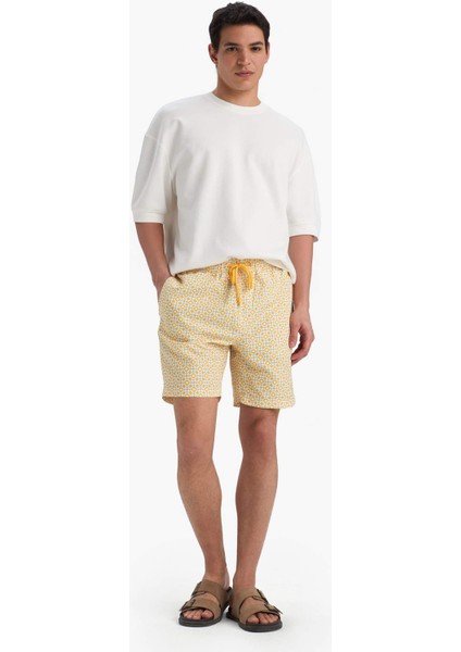 Regular Fit Desenli File Astarlı Diz Üstü Deniz Şortu E1025AX25HS