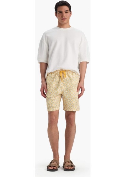 Regular Fit Desenli File Astarlı Diz Üstü Deniz Şortu E1025AX25HS