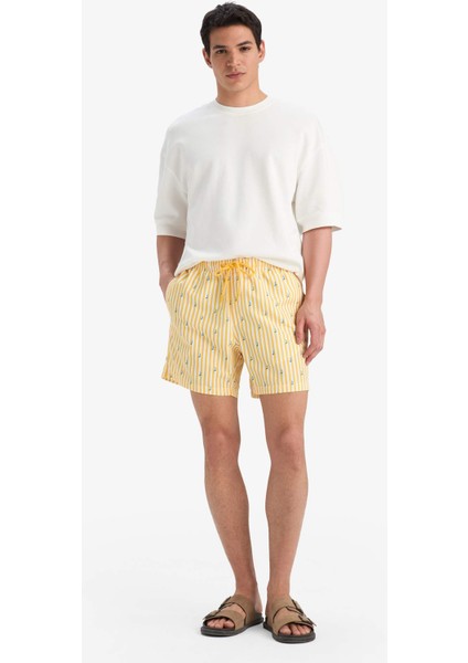 Çizgili File Astarlı Kısa Boy Deniz Şortu E0950AX25HS