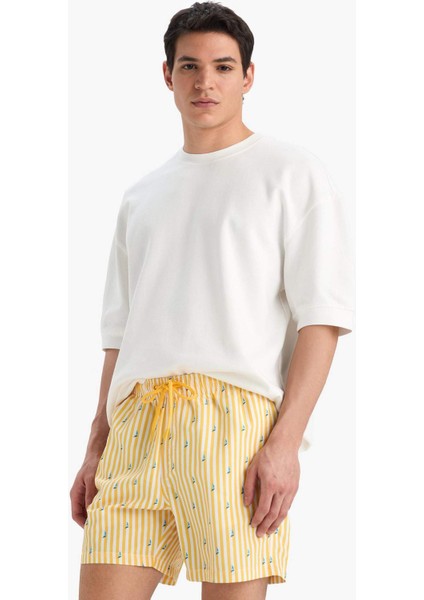 Çizgili File Astarlı Kısa Boy Deniz Şortu E0950AX25HS